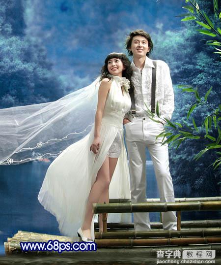 Photoshop将外景婚片调成梦幻的青蓝色4