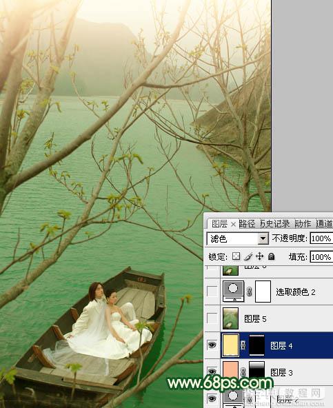 Photoshop制作灿烂的春季绿色婚片12