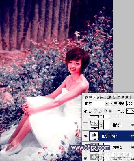 Photoshop将外景人物图片调成柔和的古典暗调青紫色15