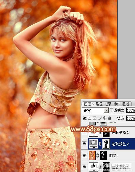 Photoshop将外景美女图片打造出唯美的橙红色效果17