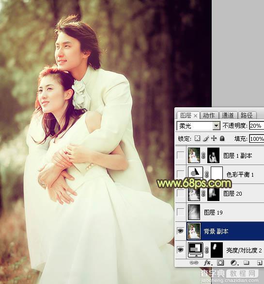 Photoshop将外景婚片调成淡淡的黄褐色26