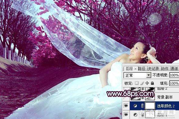 Photoshop制作柔美的暗调紫色婚片23