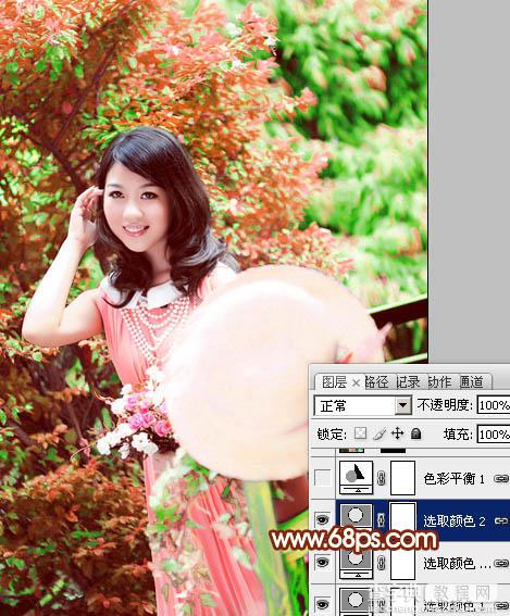 Photoshop将外景美女图片打造出柔美的淡调橙绿色效果14