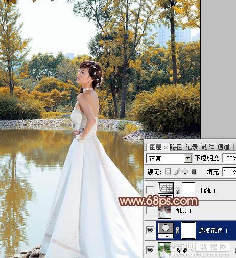 Photoshop将外景婚片打造出古典暗调橙红色5