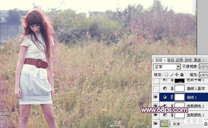 Photoshop将外景人物图片打造出唯美可爱的韩系粉调蓝紫色10