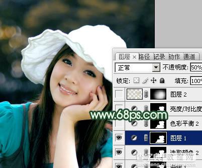 Photoshop将美女图片打造出柔美的韩系青黄色19