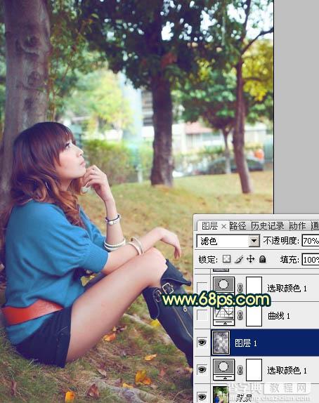 Photoshop将外景美女图片调制出柔美的夏日暖色调效果11