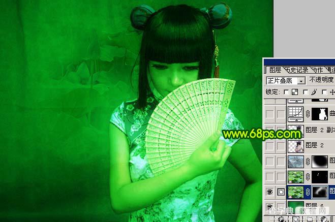 Photoshop 打造墨绿的古典人像效果9