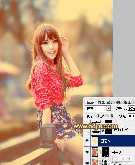 Photoshop制作柔和的暖调红褐色外景美女图片22