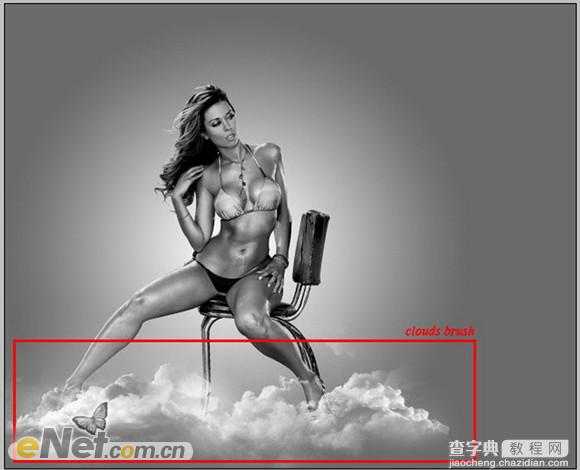 Photoshop将美女图片打造漂亮的灰色星空海报7