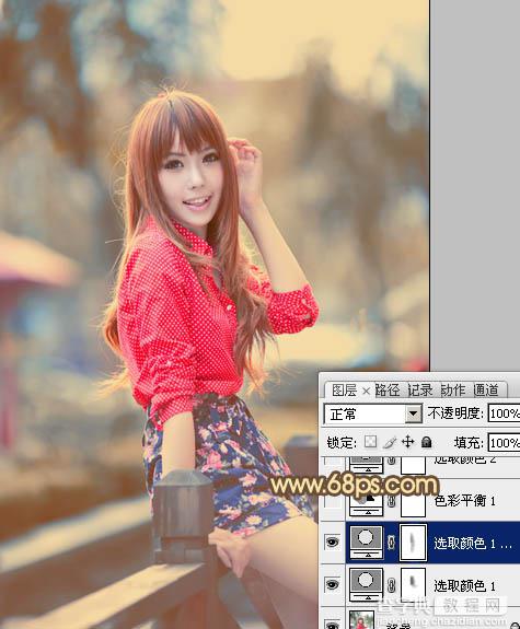 Photoshop制作柔和的暖调红褐色外景美女图片9