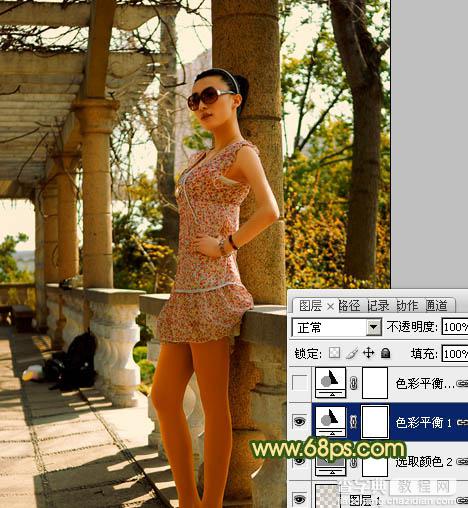 Photoshop为外景美女图片增加上甜美橙绿色21