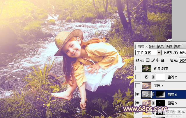 Photoshop为树林女孩图片调制出柔美的暖色调30
