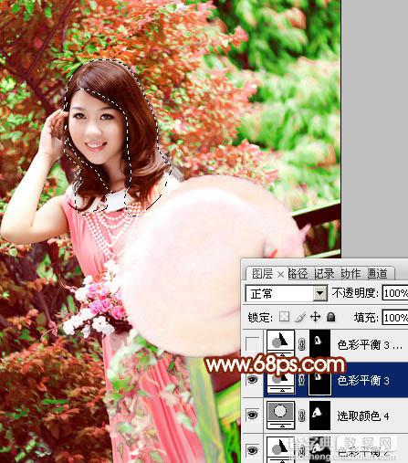 Photoshop将外景美女图片打造出柔美的淡调橙绿色效果23