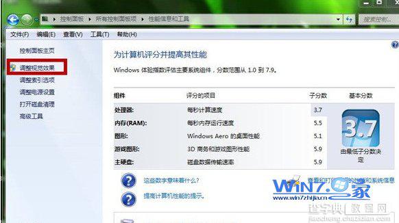 win7系统关闭美化桌面的视觉效果来提升性能3