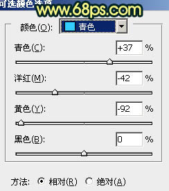 Photoshop中将树林人物图片调成柔美的暗青色12