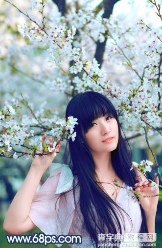 Photoshop为樱花中的美女图片增加粉嫩的蜜糖色29