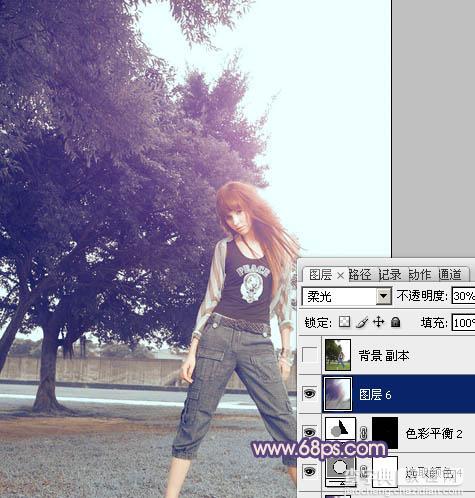 Photoshop为外景人物图片增加淡淡的中性紫色27