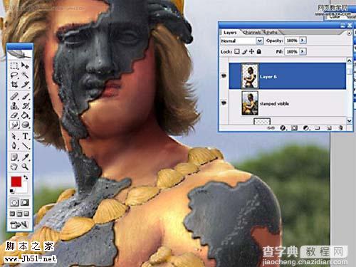 Photoshop 雕像打造仿真人效果17