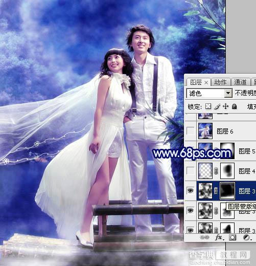 Photoshop将外景婚片调成梦幻的青蓝色14