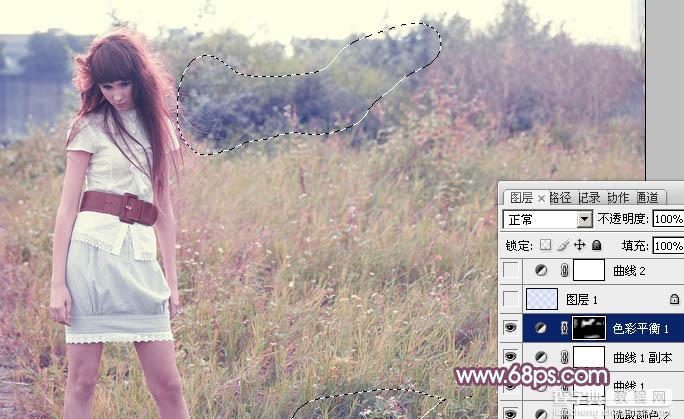 Photoshop将外景人物图片打造出唯美可爱的韩系粉调蓝紫色13