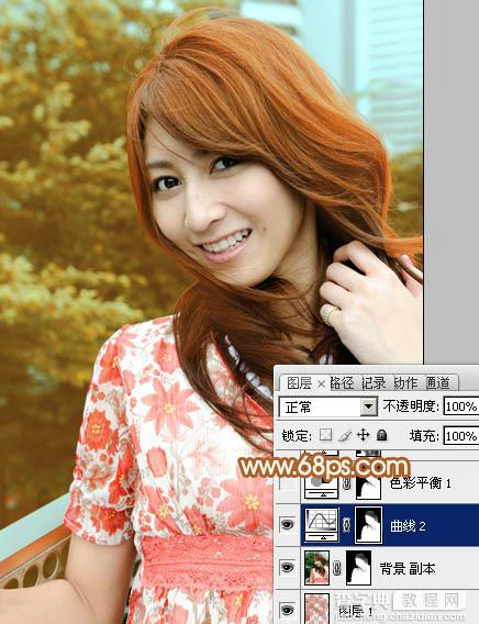 Photoshop为外景人物图片增加上流行的韩系红褐色效果21