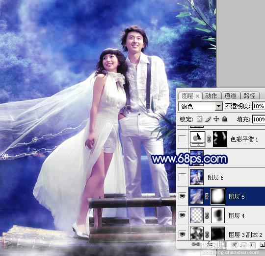Photoshop将外景婚片调成梦幻的青蓝色17