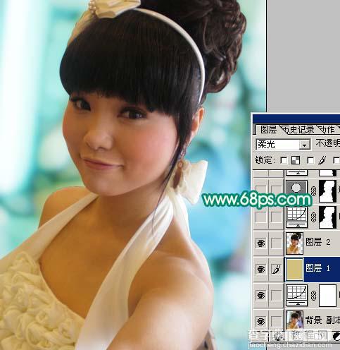 Photoshop 人物照片粉嫩的淡青色9