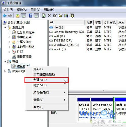 win7系统下怎么创建虚拟磁盘分区以达到网络共享的目的2