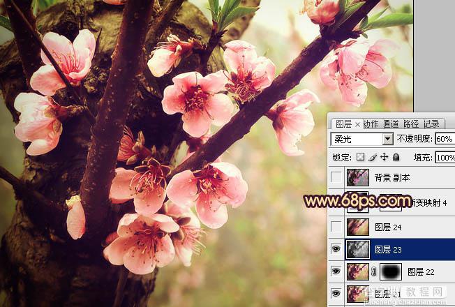 Photoshop调出桃花图片漂亮的粉红色27
