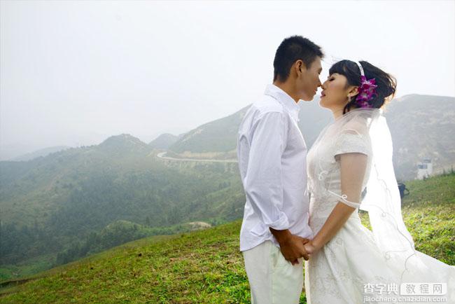 Photoshop为山景婚片增加漂亮的霞光色效果1
