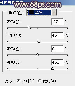 Photoshop下将人物特写调成个性的暗调黄紫色22