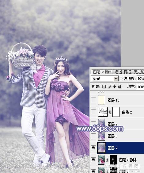 Photoshop将外景人物图片调成淡淡的蓝紫色23