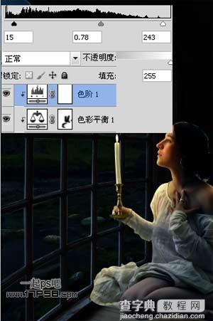 photoshop合成手持烛光欣赏夜景的美女图片效果16