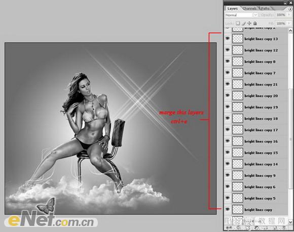 Photoshop将美女图片打造漂亮的灰色星空海报10