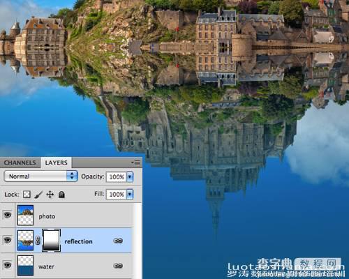 Photoshop将建筑物图片制作出水波倒影效果5