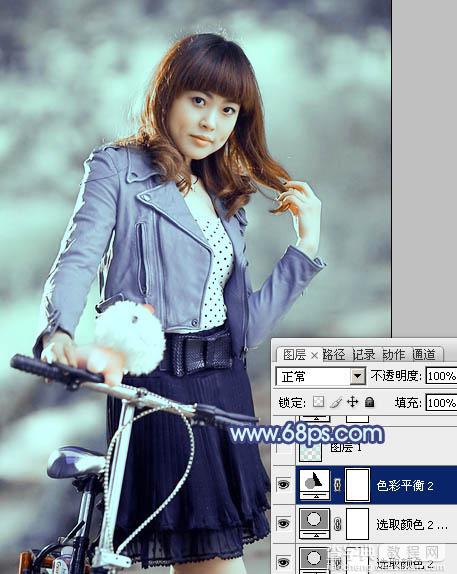 Photoshop为美女图片打造出时尚的韩系青灰色效果26
