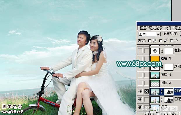 Photoshop 外景婚片温馨的暖色调4