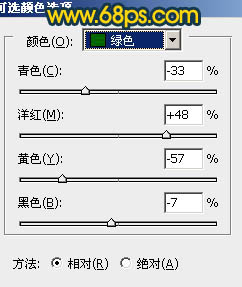 Photoshop将绿荫树林图片调成灿烂的金色调7