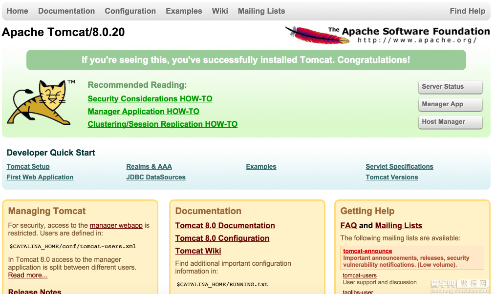 Mac系统中Apache Tomcat安装配置3