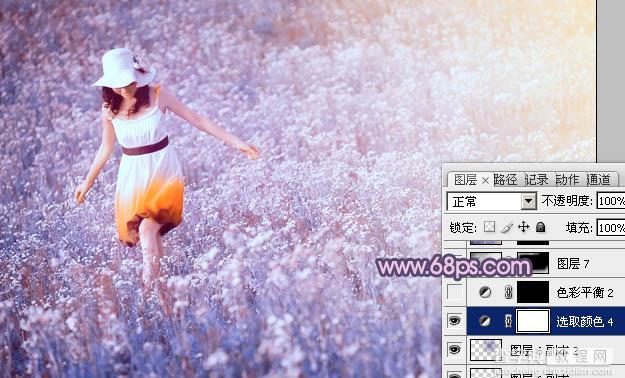 Photoshop为草原人物图片调制出梦幻的蓝红色效果33