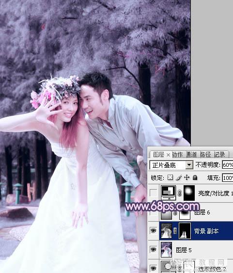 Photoshop将外景婚片打造成浪漫的紫红色21