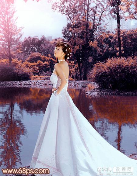 Photoshop将外景婚片打造出古典暗调橙红色2