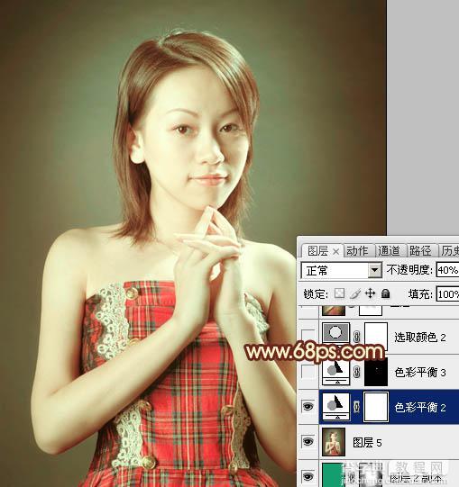 Photoshop调出室内人物图片柔和甜美的黄绿色28