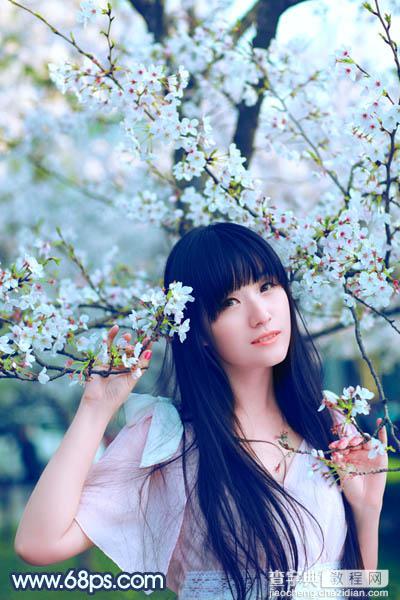 Photoshop为樱花中的美女图片增加粉嫩的蜜糖色31