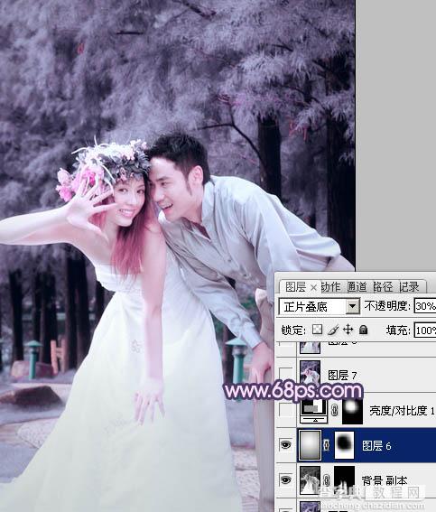 Photoshop将外景婚片打造成浪漫的紫红色22