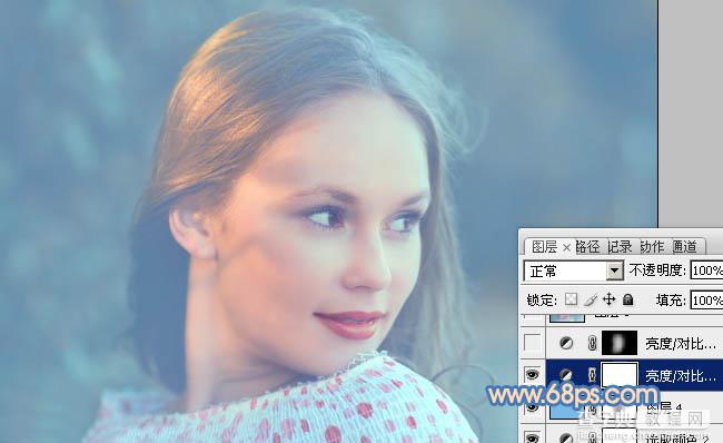 Photoshop将外景美女图片调制出朦胧的淡蓝色33