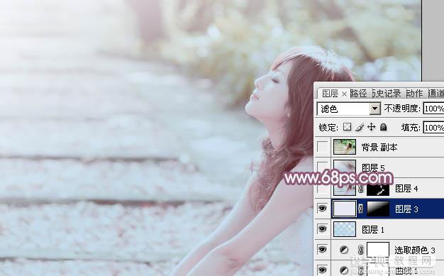 Photoshop将美女图片快速打造出柔和的韩系淡蓝色效果21