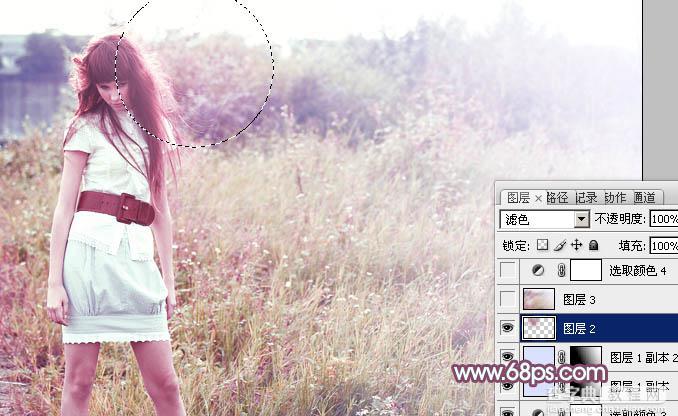 Photoshop将外景人物图片打造出唯美可爱的韩系粉调蓝紫色23
