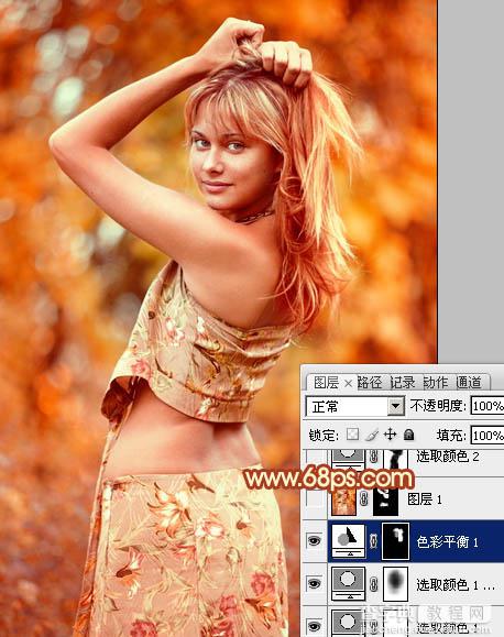 Photoshop将外景美女图片打造出唯美的橙红色效果14